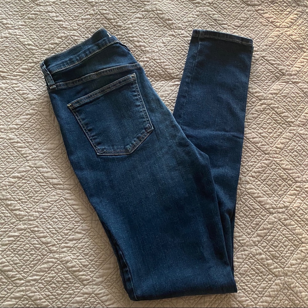 Free People High Rise Long & Lean Jean Dark Denim